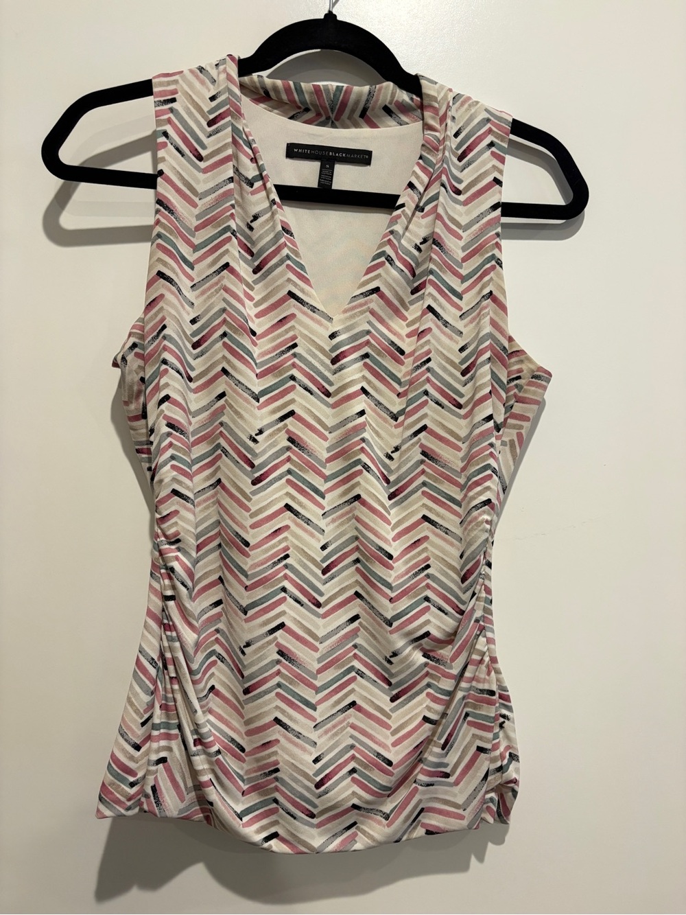 WHBM Pink, Grey, and Ivory Chevron Tank Top